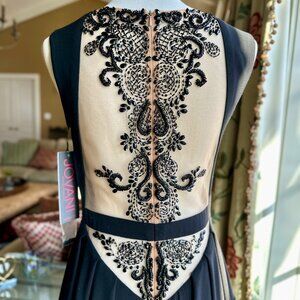 Jovani - Black and Nude Lace Applique Gown - NWT - Size 6